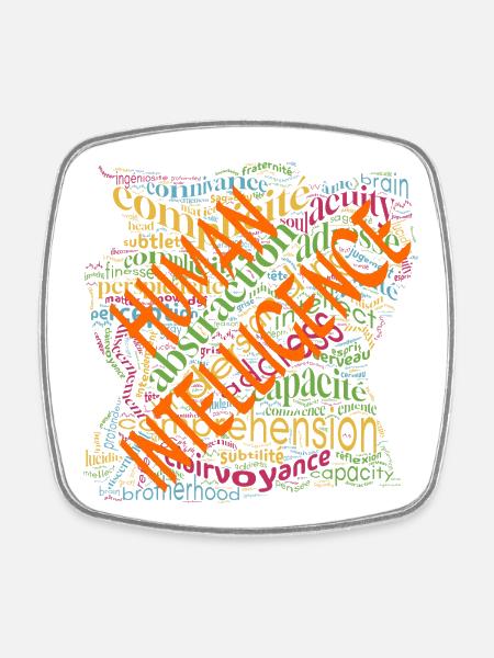 Human Intelligence Cloud - Square fridge magnet - white