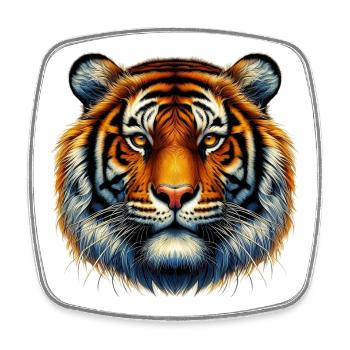 Tiger - Viereckiger Kühlschrankmagnet - Weiß - Vorne