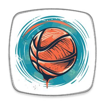 Basketball Ball Zeichnung - Viereckiger Kühlschrankmagnet - Weiß - Vorne
