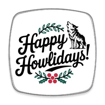 Frohe Howlidays Festlicher Wolf - Viereckiger Kühlschrankmagnet - Weiß - Vorne