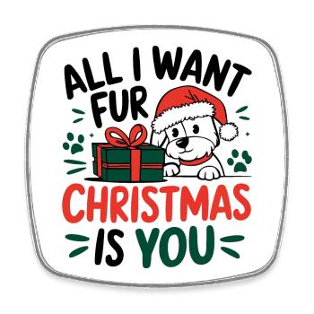 Festliches Welpen-Weihnachtsnachrichten-Design - Viereckiger Kühlschrankmagnet - Weiß - Vorne