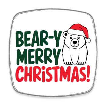 Festliches Bär Weihnachtsdesign - Viereckiger Kühlschrankmagnet - Weiß - Vorne