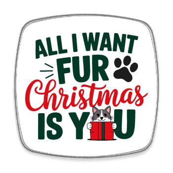 Festliches Katzenfell Weihnachten Zitat - Viereckiger Kühlschrankmagnet - Weiß - Vorne