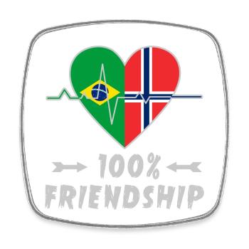 Brasilien und Norwegen 100% Freundschaft - Viereckiger Kühlschrankmagnet - Weiß - Vorne