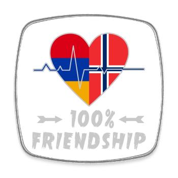 Armenien und Norwegen 100% Freundschaft - Viereckiger Kühlschrankmagnet - Weiß - Vorne