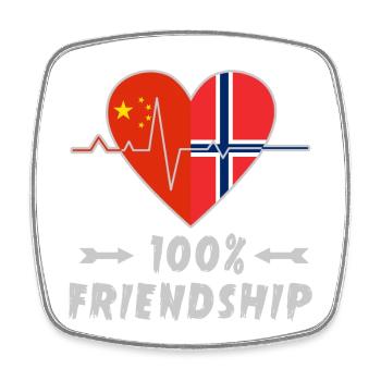 China and Norway 100% friendship - Square fridge magnet - white - Front