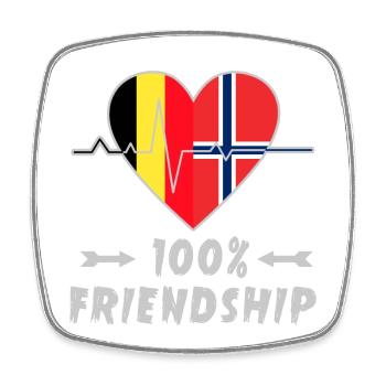 Belgien und Norwegen 100% Freundschaft - Viereckiger Kühlschrankmagnet - Weiß - Vorne