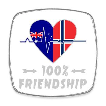 Australien und Norwegen 100% Freundschaft - Viereckiger Kühlschrankmagnet - Weiß - Vorne