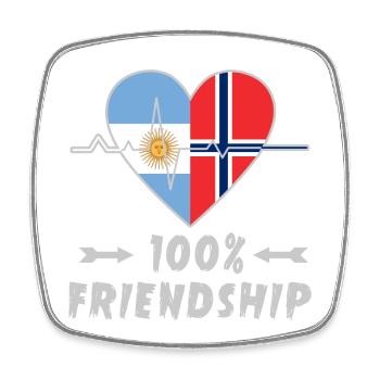 Argentina and Norway 100% friendship - Square fridge magnet - white - Front