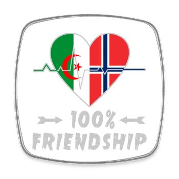 100 % amitié entre l'Algérie et la Norvège - Magnet carré - blanc - Devant