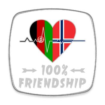 Afghanistan und Norwegen 100% Freundschaft - Viereckiger Kühlschrankmagnet - Weiß - Vorne