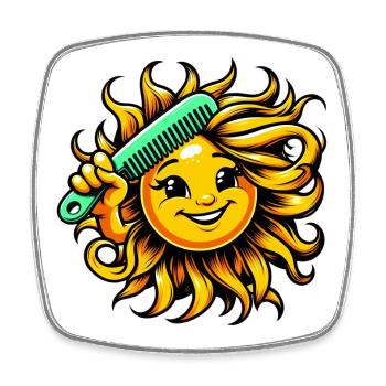 Soleil - Magnet carré - blanc - Devant