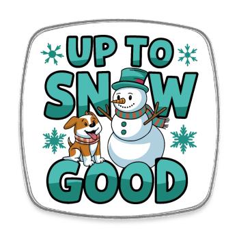 Design de Noël ludique bonhomme de neige et chien - Magnet carré - blanc - Devant