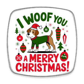 Festive Dog Christmas Sweater Design - Square fridge magnet - white - Front