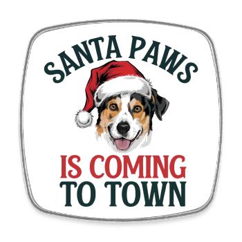 Festive Santa Paws Dog Christmas Design - Square fridge magnet - white - Front