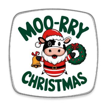 Vache festive Père Noël Design de Noël - Magnet carré - blanc - Devant