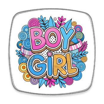 Boys and Girls Friendship Design - Square fridge magnet - white - Front