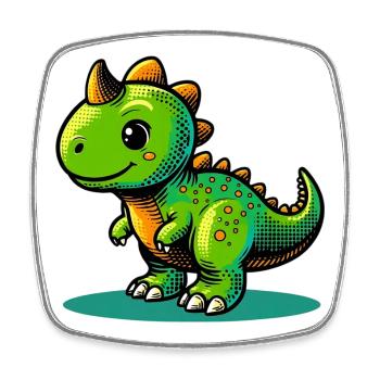 Dinosaure - Magnet carré - blanc - Devant
