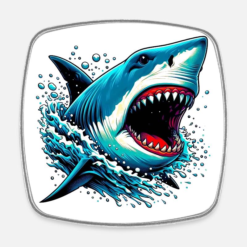 Shark - Square fridge magnet - white
