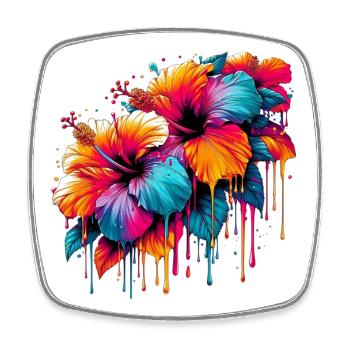 Hibiscus Flowers - Square fridge magnet - white - Front