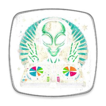 DJ extraterrestre paisible – Funky Beats Cosmic Design - Magnet carré - blanc - Devant