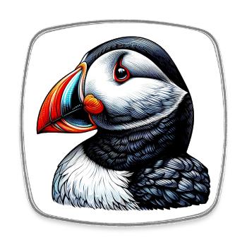 Puffin - Square fridge magnet - white - Front