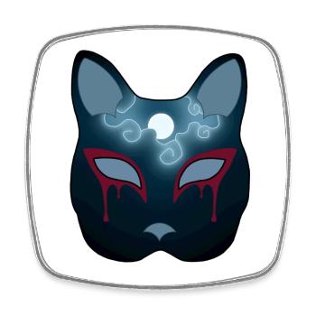 Nightless City Neko Mask - Square fridge magnet - white - Front