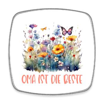 Oma ist die Beste! Wildblumen, personalisierbar - Viereckiger Kühlschrankmagnet - Weiß - Vorne