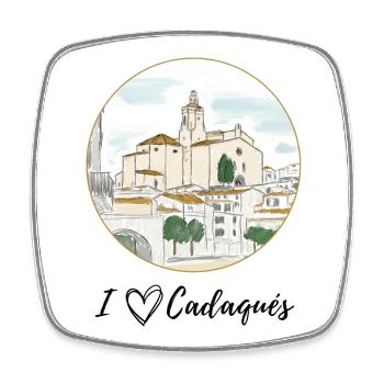 I love Cadaqués Watercolor - Square fridge magnet - white - Front