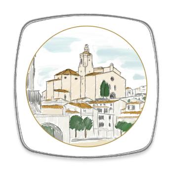 Cadaqués Aquarell - Viereckiger Kühlschrankmagnet - Weiß - Vorne