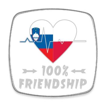Slowenien und Polen 100% Freundschaft - Viereckiger Kühlschrankmagnet - Weiß - Vorne
