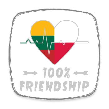 Lithuania and Poland 100% friendship - Square fridge magnet - white - Front