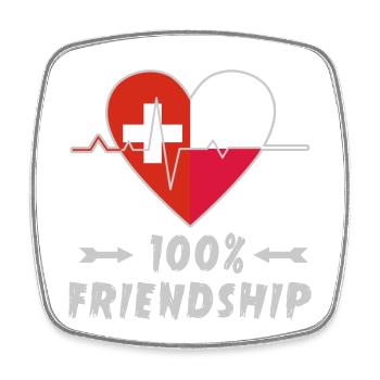 Schweiz und Polen 100% Freundschaft - Viereckiger Kühlschrankmagnet - Weiß - Vorne