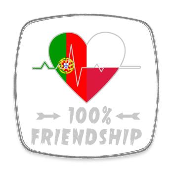 100 % amitié entre le Portugal et la Pologne - Magnet carré - blanc - Devant