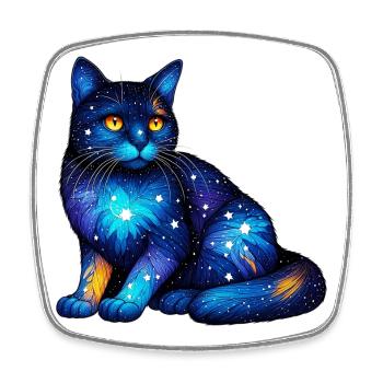 Cat - Square fridge magnet - white - Front