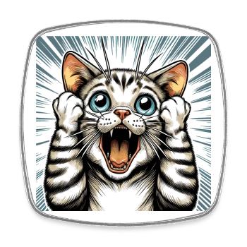 Chat choqué chat chat cadeau - Magnet carré - blanc - Devant