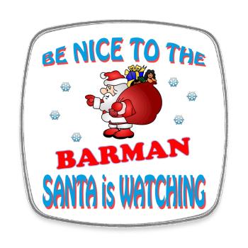SANTA BARMAN - Viereckiger Kühlschrankmagnet - Weiß - Vorne