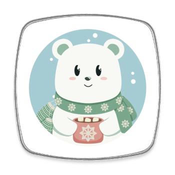 Süßer Eisbär in Weihnachtsstimmung - Viereckiger Kühlschrankmagnet - Weiß - Vorne