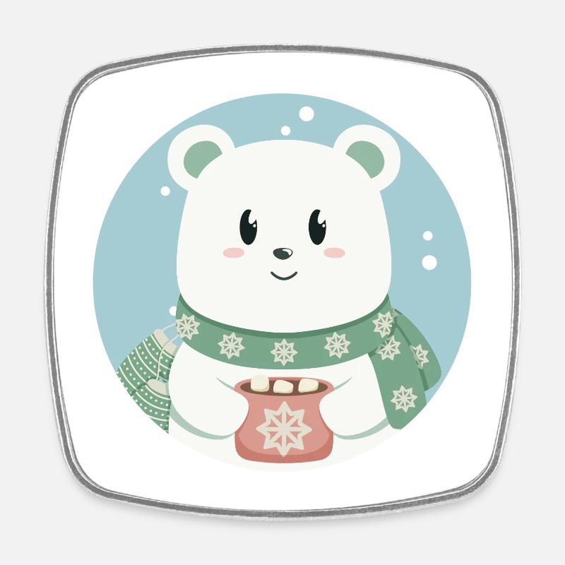 Ours polaire mignon dans l’ de Noël - Magnet carré - blanc