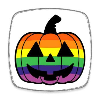 Kürbis Cartoon mit Regenbogen Pride Flagge Farben - Viereckiger Kühlschrankmagnet - Weiß - Vorne
