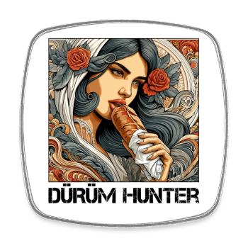 Dürüm Hunter Kebab Gift - Square fridge magnet - white - Front
