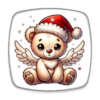 Teddybär Engel-süßer Begleiter der Weihnachtszeit - Viereckiger Kühlschrankmagnet - Weiß - Vorne