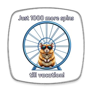 Hamster s Vacation Countdown - Viereckiger Kühlschrankmagnet - Weiß - Vorne
