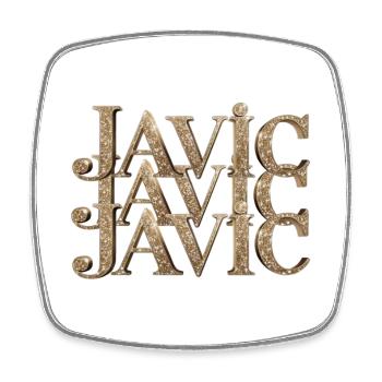 Javic Gold Glitter Monogram - Viereckiger Kühlschrankmagnet - Weiß - Vorne