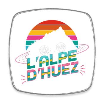 Alpe d'Huez Radsport-Design - Viereckiger Kühlschrankmagnet - Weiß - Vorne