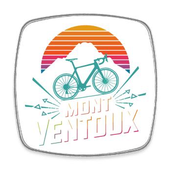 Mont Ventoux Retro Gradient Road Bike Art - Square fridge magnet - white - Front