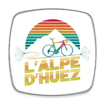 L'Alpe d'Huez Retro Radsport - Viereckiger Kühlschrankmagnet - Weiß - Vorne