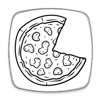 Pizza Drawing - Square fridge magnet - white - Front