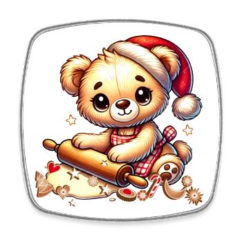 Cuisson de Noël Teddy – Douce joie festive - Magnet carré - blanc - Devant
