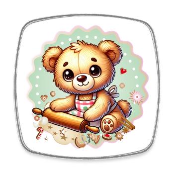 Cuisson de Noël Teddy – Douce joie festive - Magnet carré - blanc - Devant